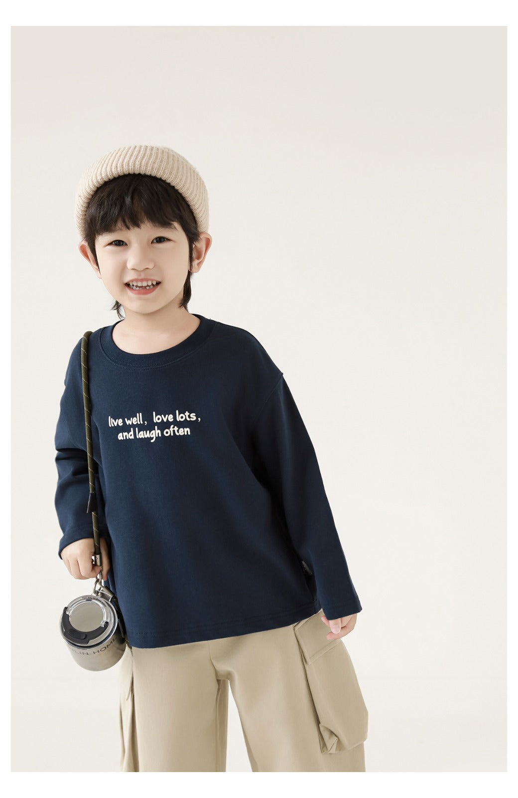Kids Long Sleeve T-Shirt – Minimal Quote Print Pure Cotton