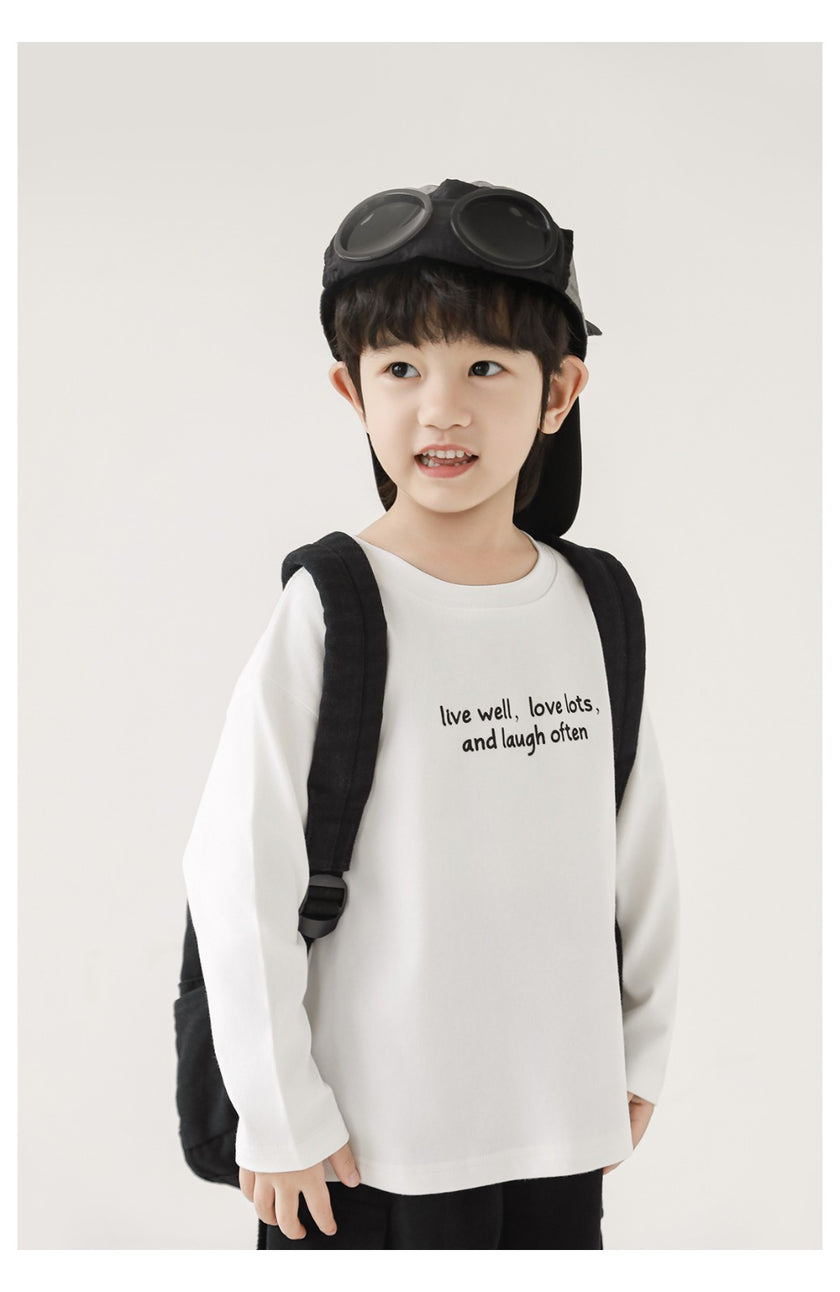 Kids Long Sleeve T-Shirt – Minimal Quote Print Pure Cotton