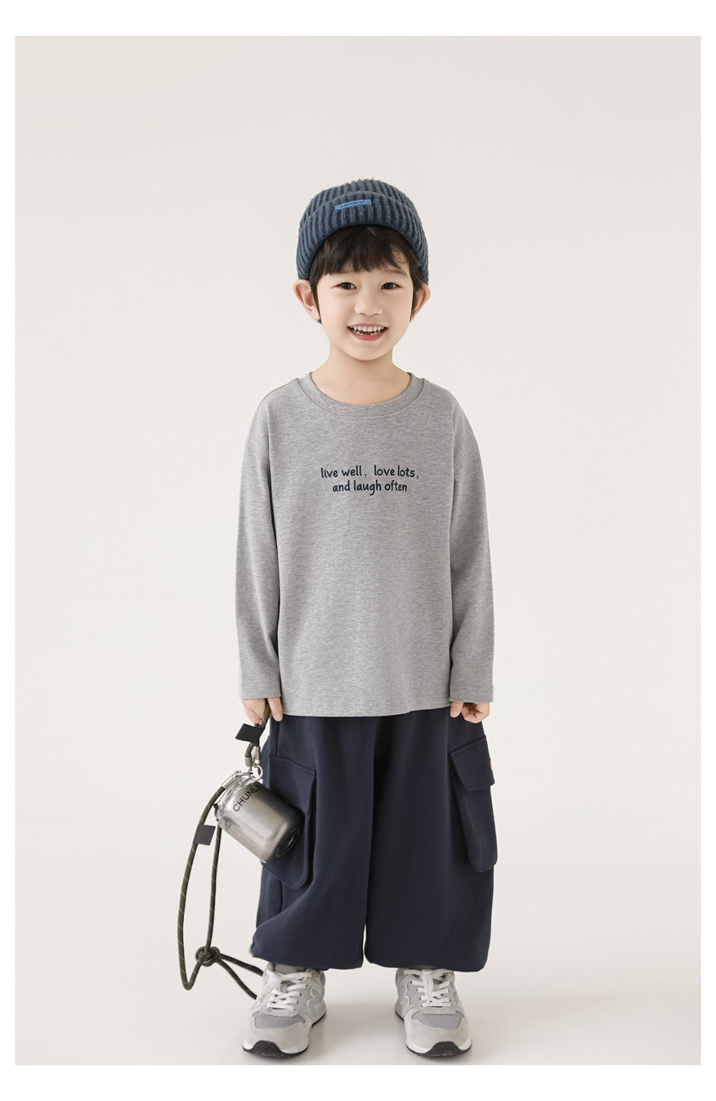 Kids Long Sleeve T-Shirt – Minimal Quote Print Pure Cotton