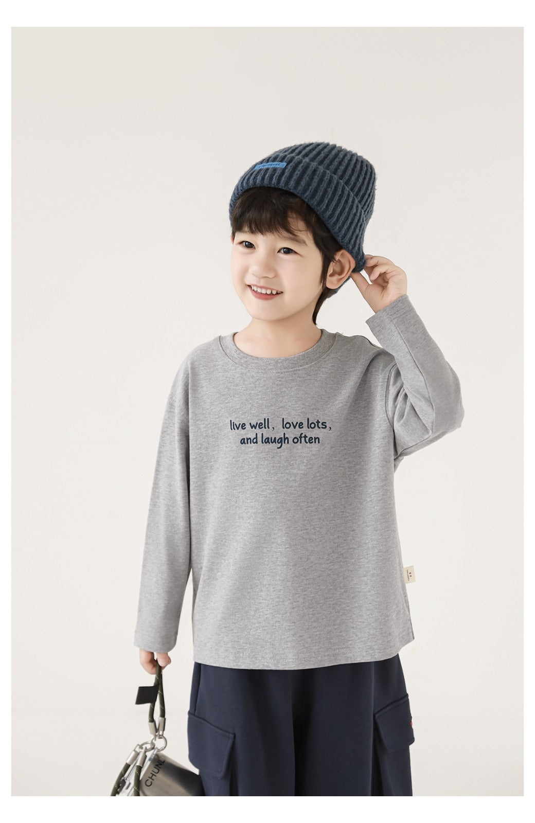 Kids Long Sleeve T-Shirt – Minimal Quote Print Pure Cotton
