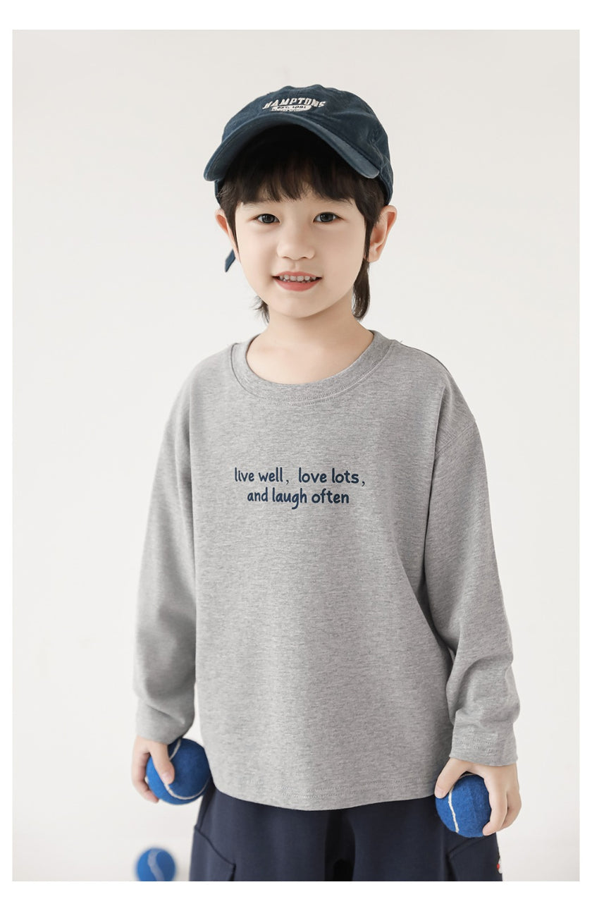 Kids Long Sleeve T-Shirt – Minimal Quote Print Pure Cotton