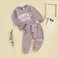 Girls Fashion Simple Letter Print Sweatshirt Suit