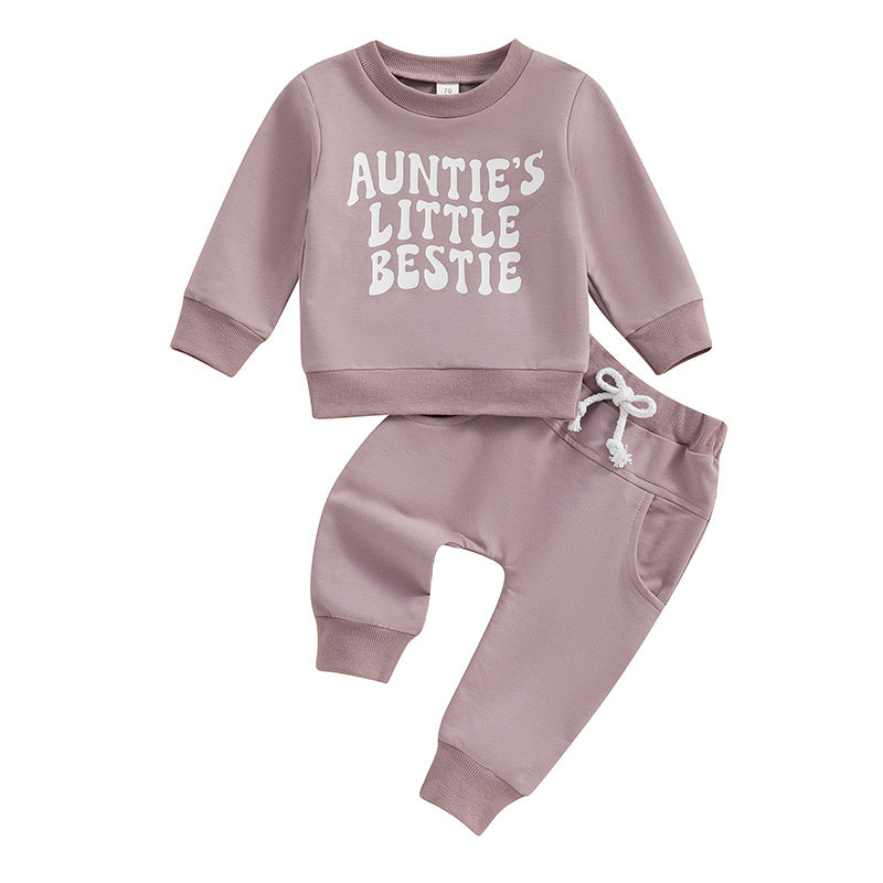 Children's Letter Printed Long-sleeved Trousers Two-piece Set - MomiDream