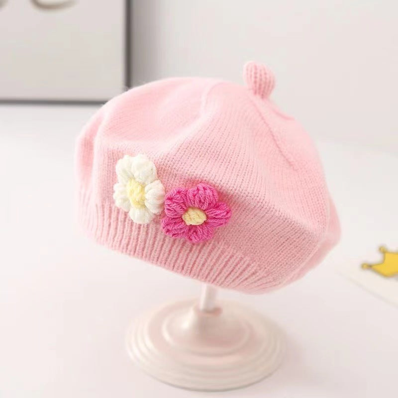 Baby Girl Hat Baby Wool Knitted Beret - MomiDream