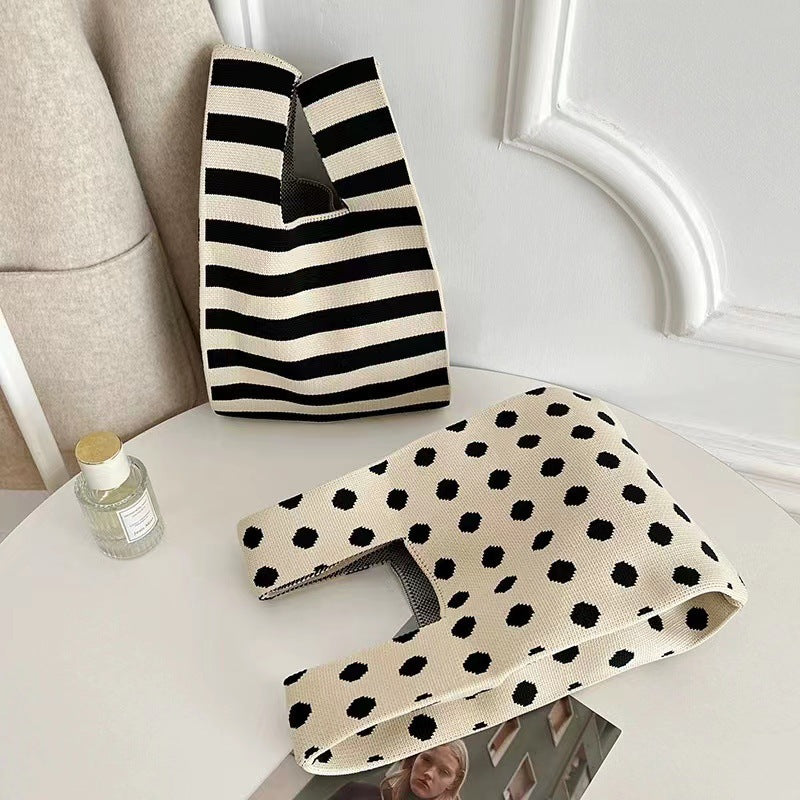 Handbags Wool Knitted Student Hand-carrying Casual Bucket Tote Bag - MomiDream
