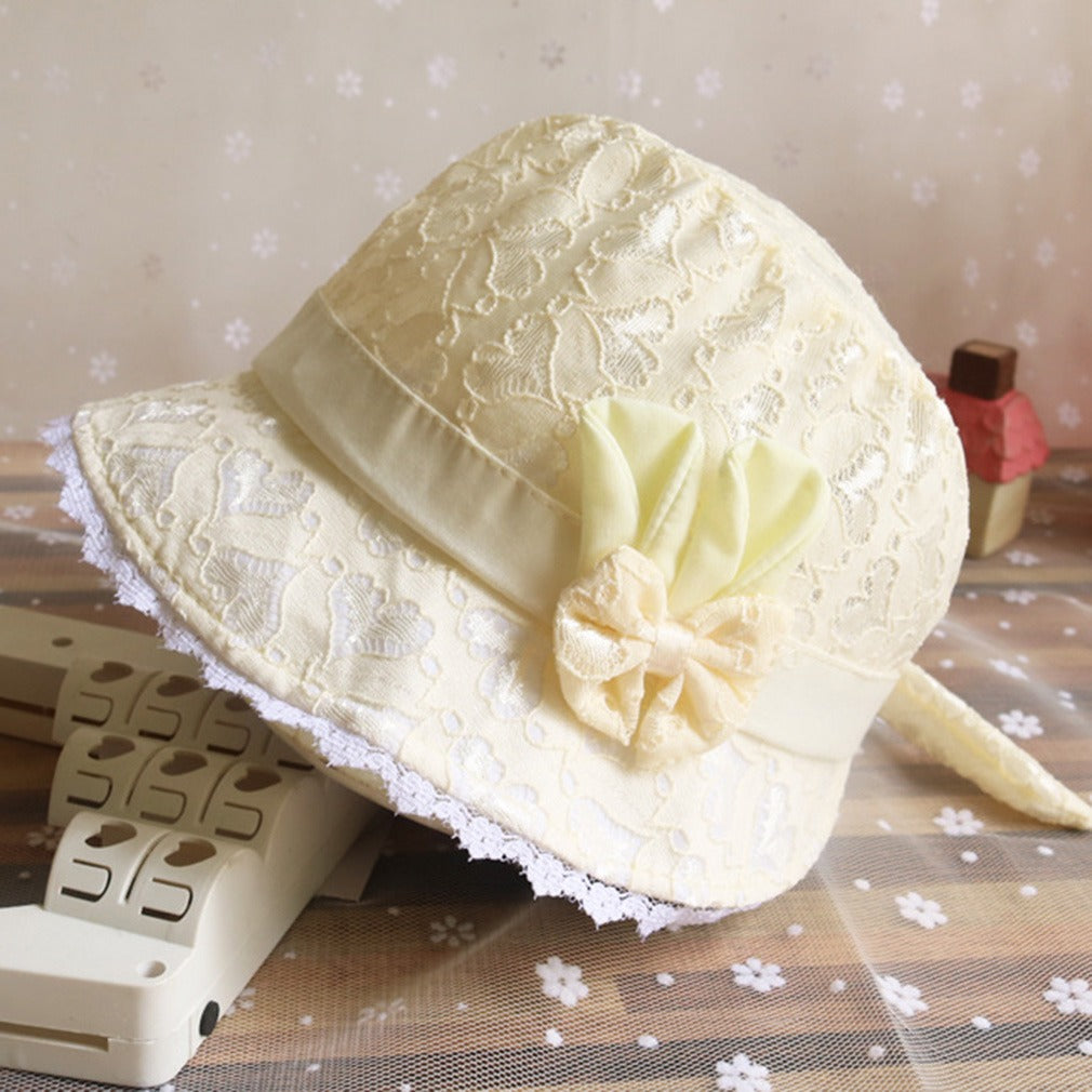 Baby Girl Rabbit Lace Mesh Bucket Hat - MomiDream