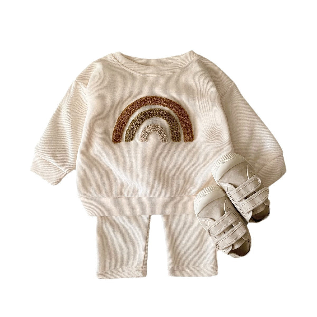 Spring And Autumn Newborn Alphabet Embroidery Baby Long Sleeve Two-piece Suit - MomiDream