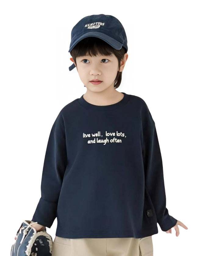 Kids Long Sleeve T-Shirt – Minimal Quote Print Pure Cotton