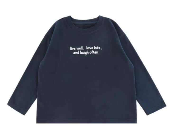Kids Long Sleeve T-Shirt – Minimal Quote Print Pure Cotton
