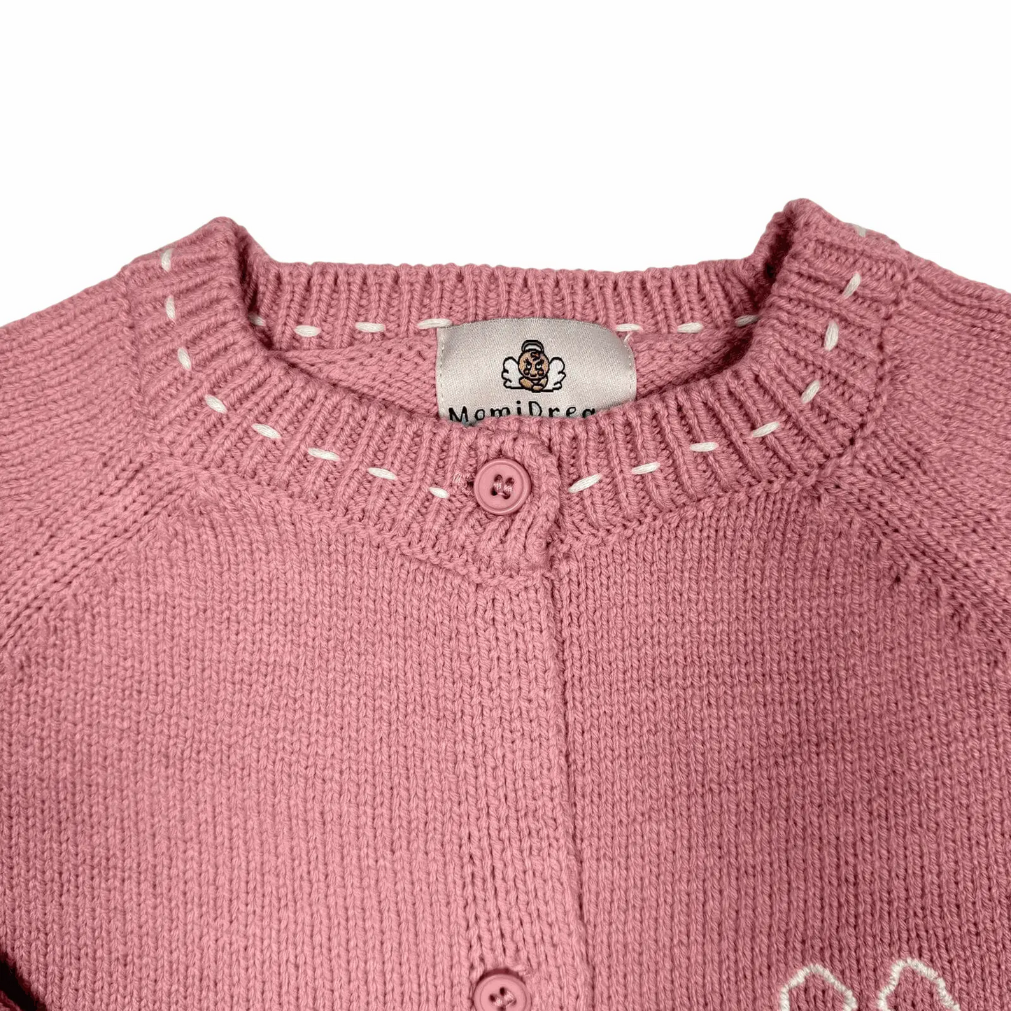 Girls Knitted Cardigan Sweater – Soft Button Front Winter Wear (Pink Bunny Design)