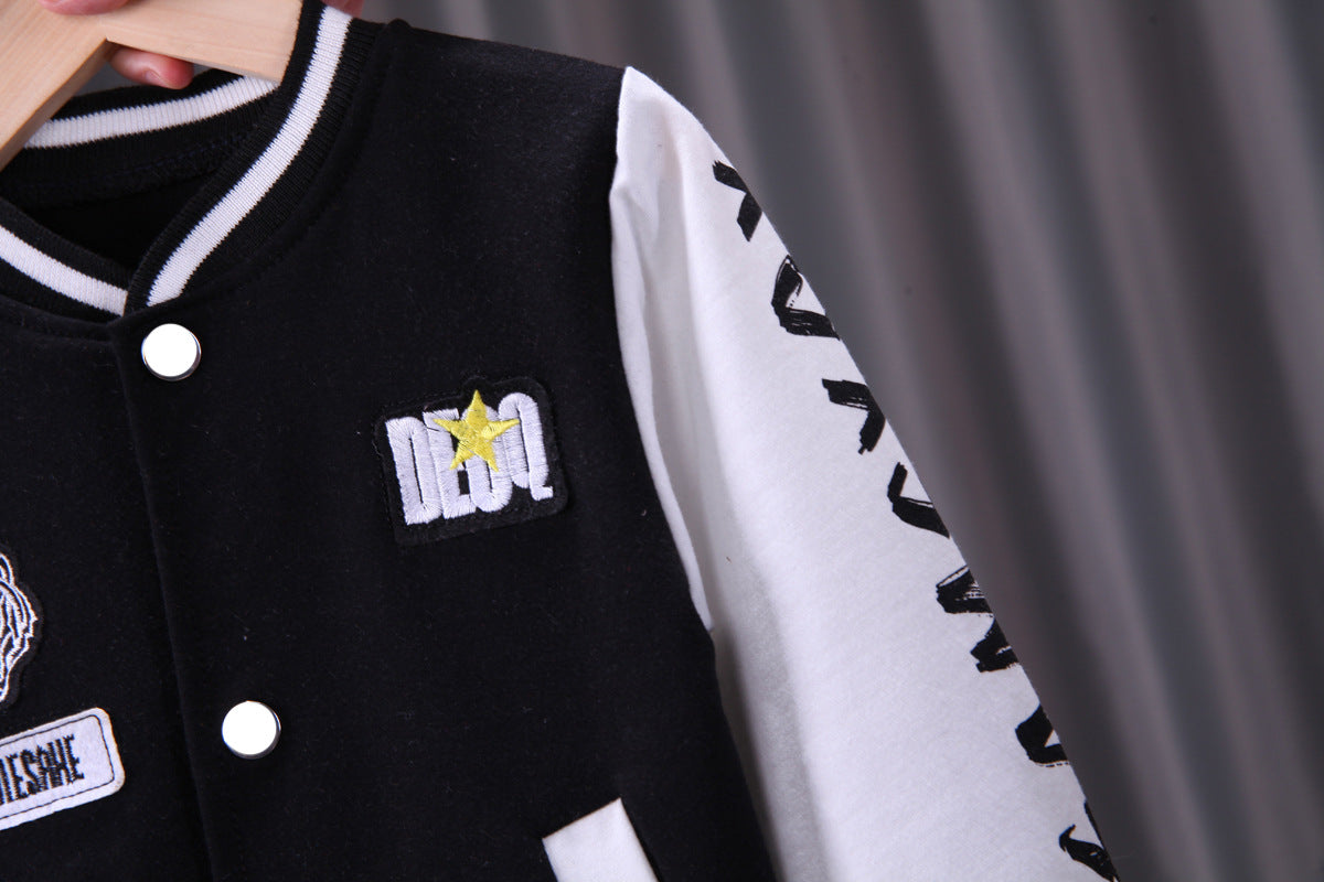 Boys Baseball Jacket Korean Two-piece Set - MomiDream