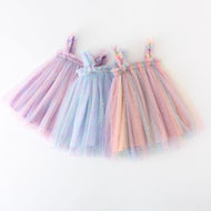 Sequined XINGX Rainbow Suspender Skirt Tulle Skirt