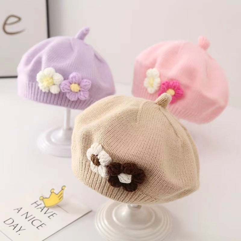 Baby Girl Hat Baby Wool Knitted Beret - MomiDream