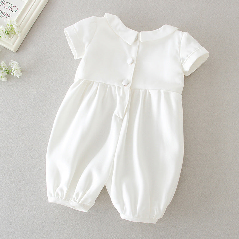 Boy's White Full Moon Full Year Wine Suit With Hat Dress Two-piece Set - MomiDream