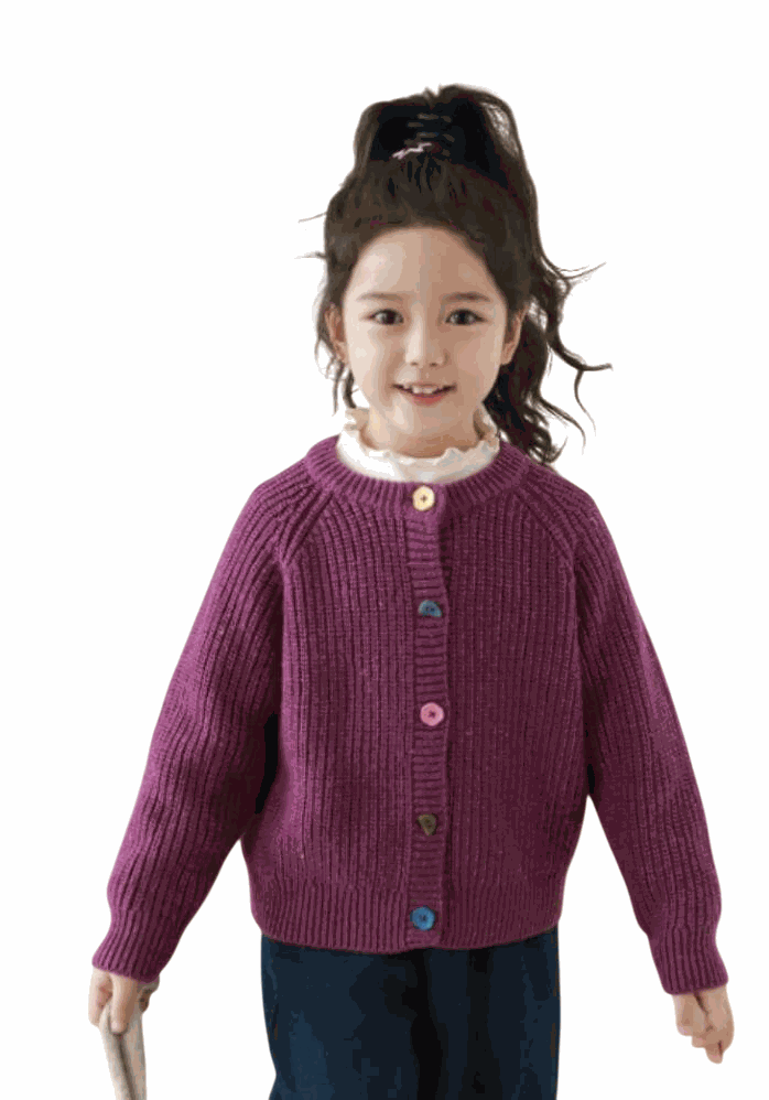 MomiDream Girls Cardigan Sweater – Soft Purple Sweater for Girls