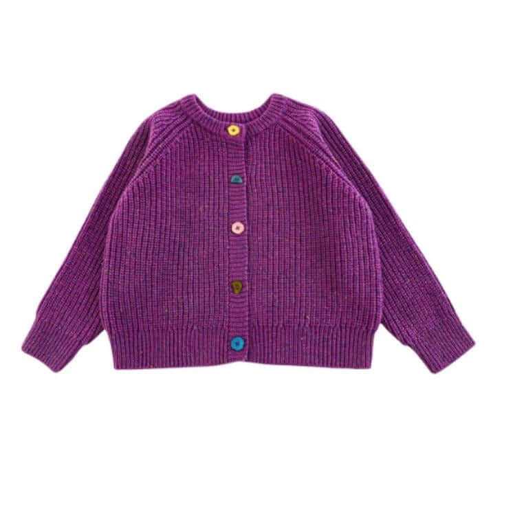 MomiDream Girls Cardigan Sweater – Soft Purple Sweater for Girls