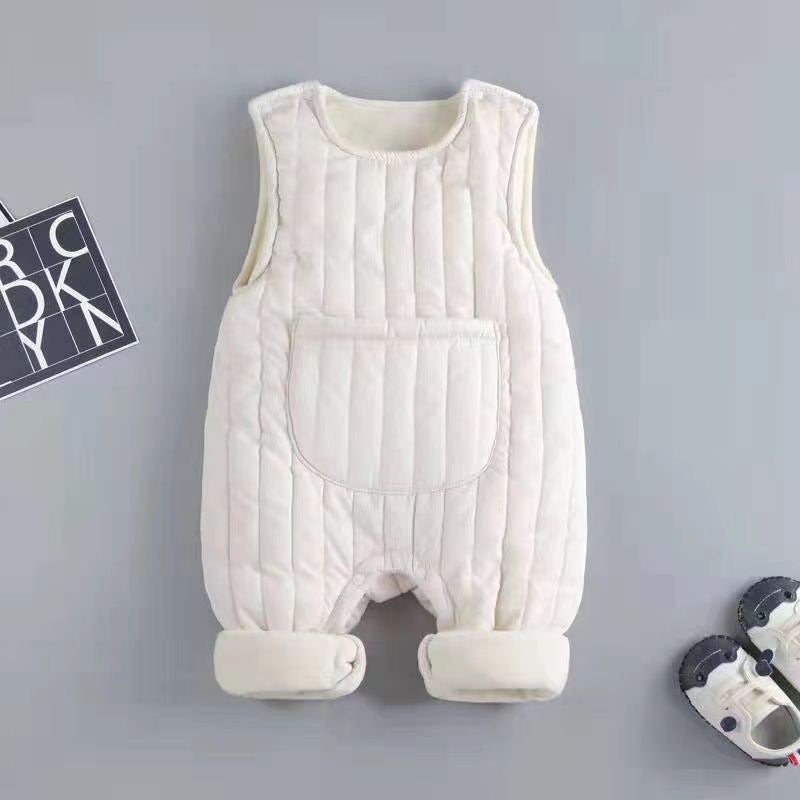 Autumn And Winter Clothing Fleece-lined Quilted Outwear Newborn Overalls - MomiDream