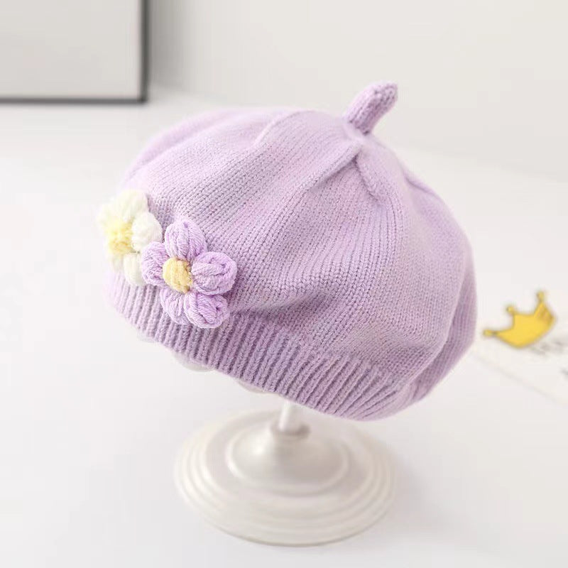 Baby Girl Hat Baby Wool Knitted Beret - MomiDream