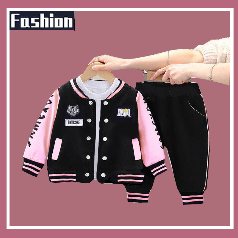 Boys Baseball Jacket Korean Two-piece Set - MomiDream
