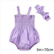 Infant Baby Girls 2Pcs Summer Outfits, Sleeveless Frill Smoc