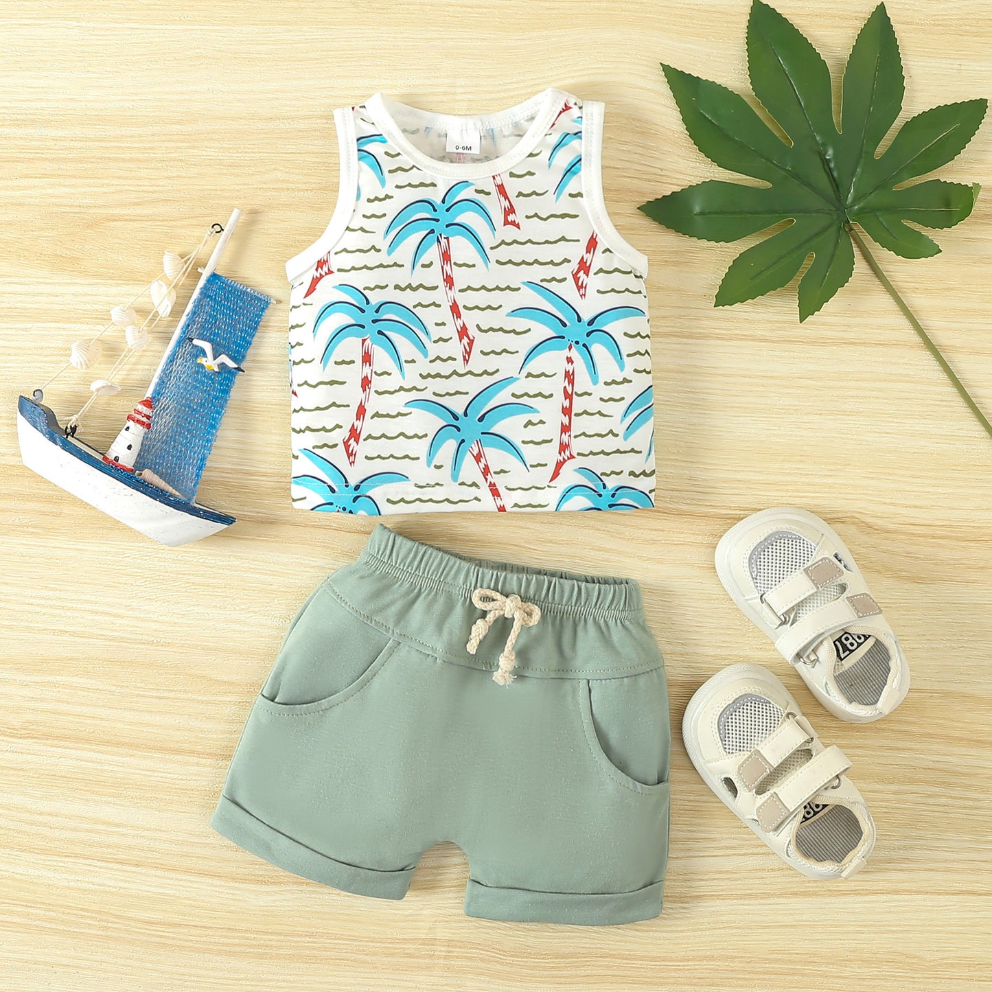 Spring Leisure Printed Vest Shorts Set - MomiDream