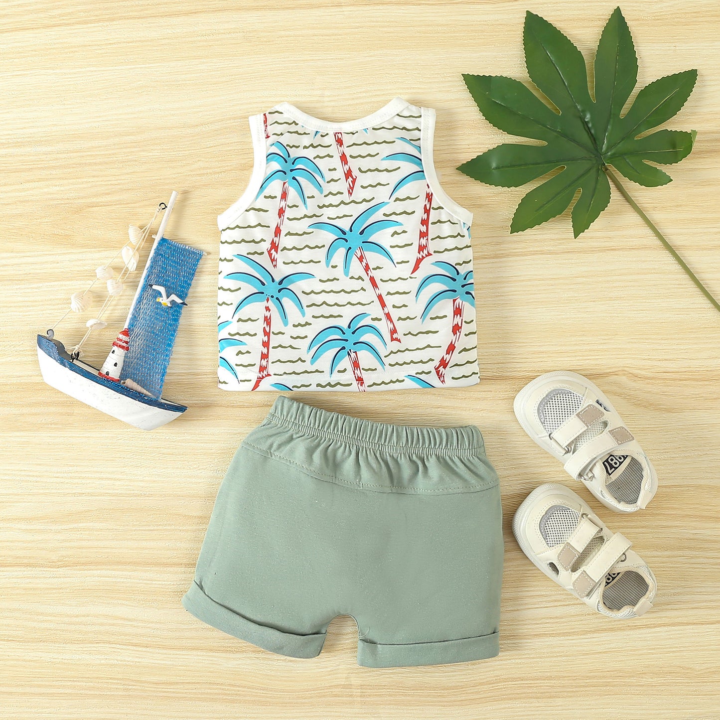 Spring Leisure Printed Vest Shorts Set - MomiDream