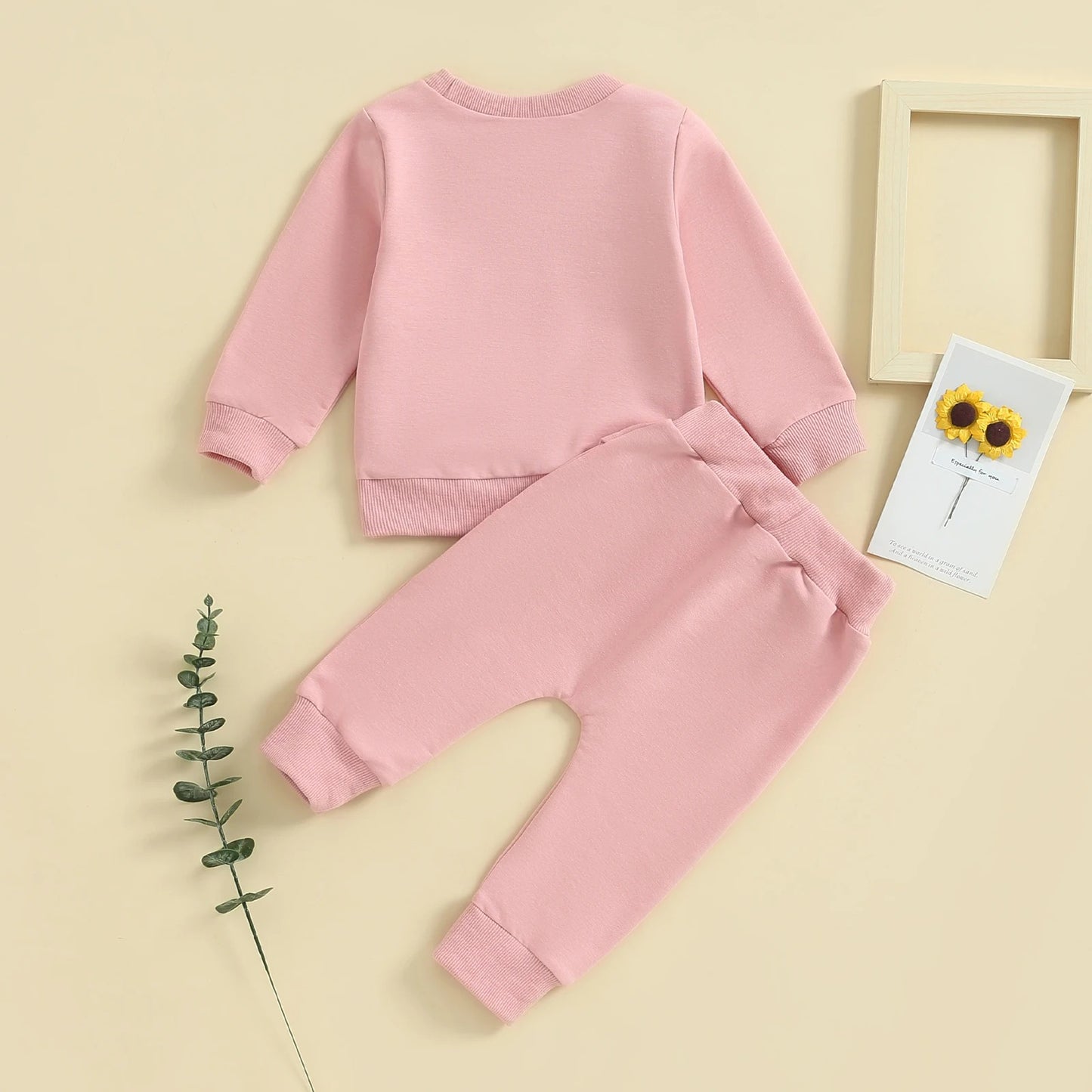 Girls Fashion Simple Letter Print Sweatshirt Suit