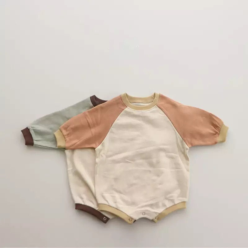 Contrasting Color Raglan Small Sweater Triangle Climbing Jumpsuit - MomiDream