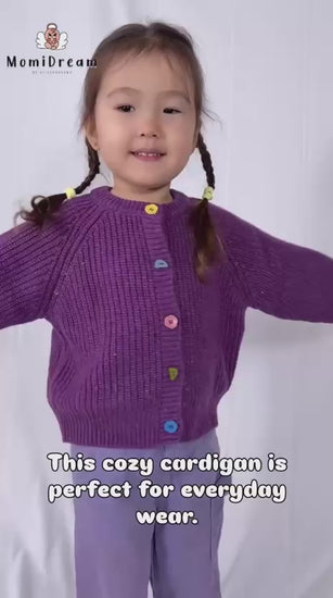 MomiDream Girls Cardigan Sweater – Soft Purple Sweater for Girls MomiDream Girls Cardigan Sweater – Soft Purple Sweater for Girls